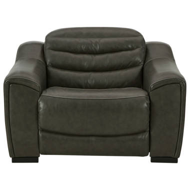 Dark green leather online recliner chair